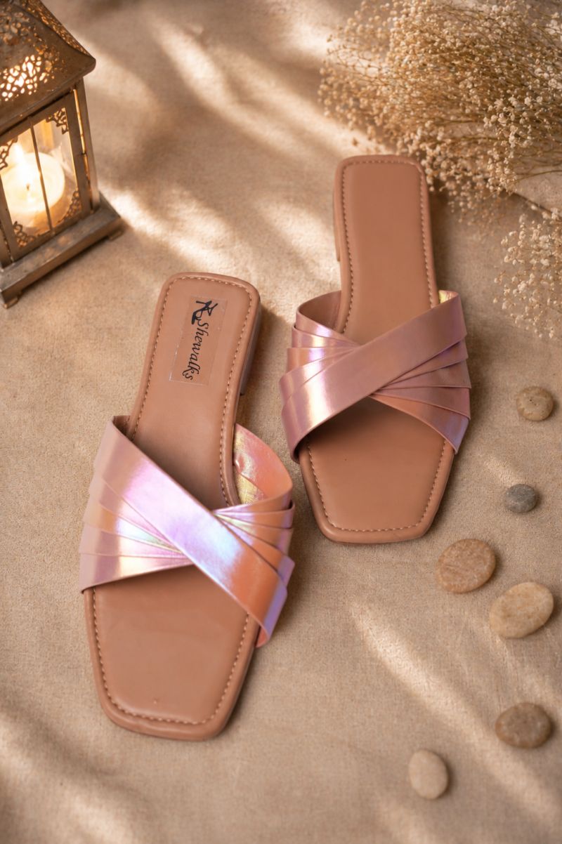 5 Strips Pink Shimmer Flip-Flops
