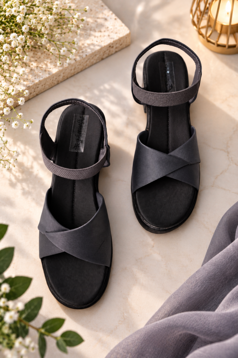 CRISS CROSS Grey Wedges