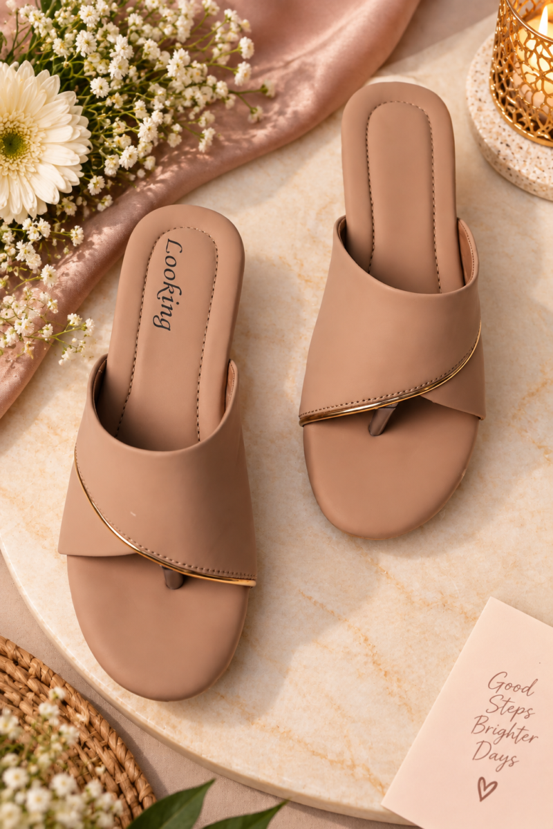 TRENDY CROSS Soft TAN Wedges