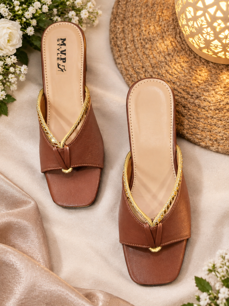 Hazelnut Choco Brown Mule Heels